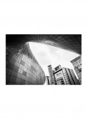 Architecture With Concrete Constraction On Canvas Painting Black /White 60x40centimeter