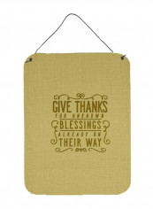 Give Thanks Blessings Printed Wall/Door Hanging Multicolour 16 x 12inch