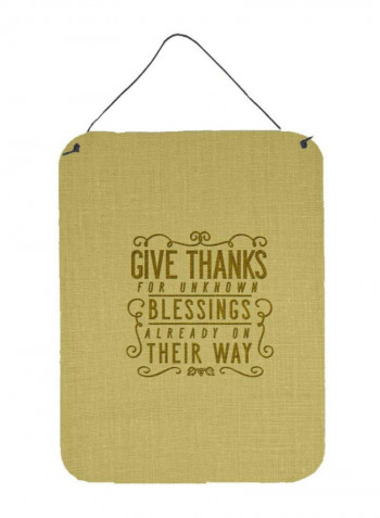 Give Thanks Blessings Printed Wall/Door Hanging Multicolour 16 x 12inch
