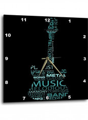 Guitar Themed Wall Clock Black/Turquoise