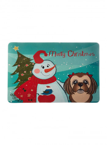 Snowman With Shih Tzu Kitchen/Bath Mat Multicolour 11 x 14inch