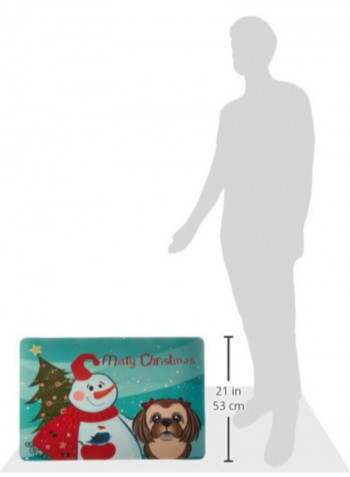 Snowman With Shih Tzu Kitchen/Bath Mat Multicolour 11 x 14inch