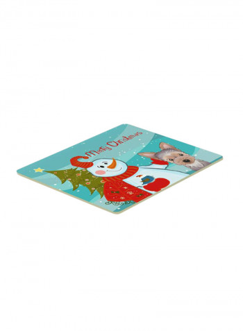 Snowman With Yorkie Puppy Kitchen/Bath Mat Multicolour 11 x 14inch