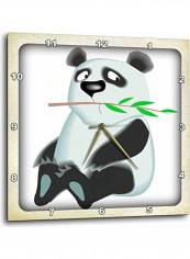 Adorable Panda With A Bamboo Shoot Wall Clock Multicolour 15x15inch