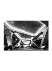 Architecture With Concrete Constraction On Canvas Painting Black /White 60x40centimeter