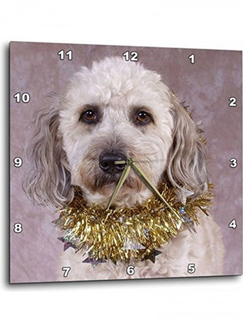 Gold Necklace Dog Millie Wall Clock Multicolour 15 X 15inch