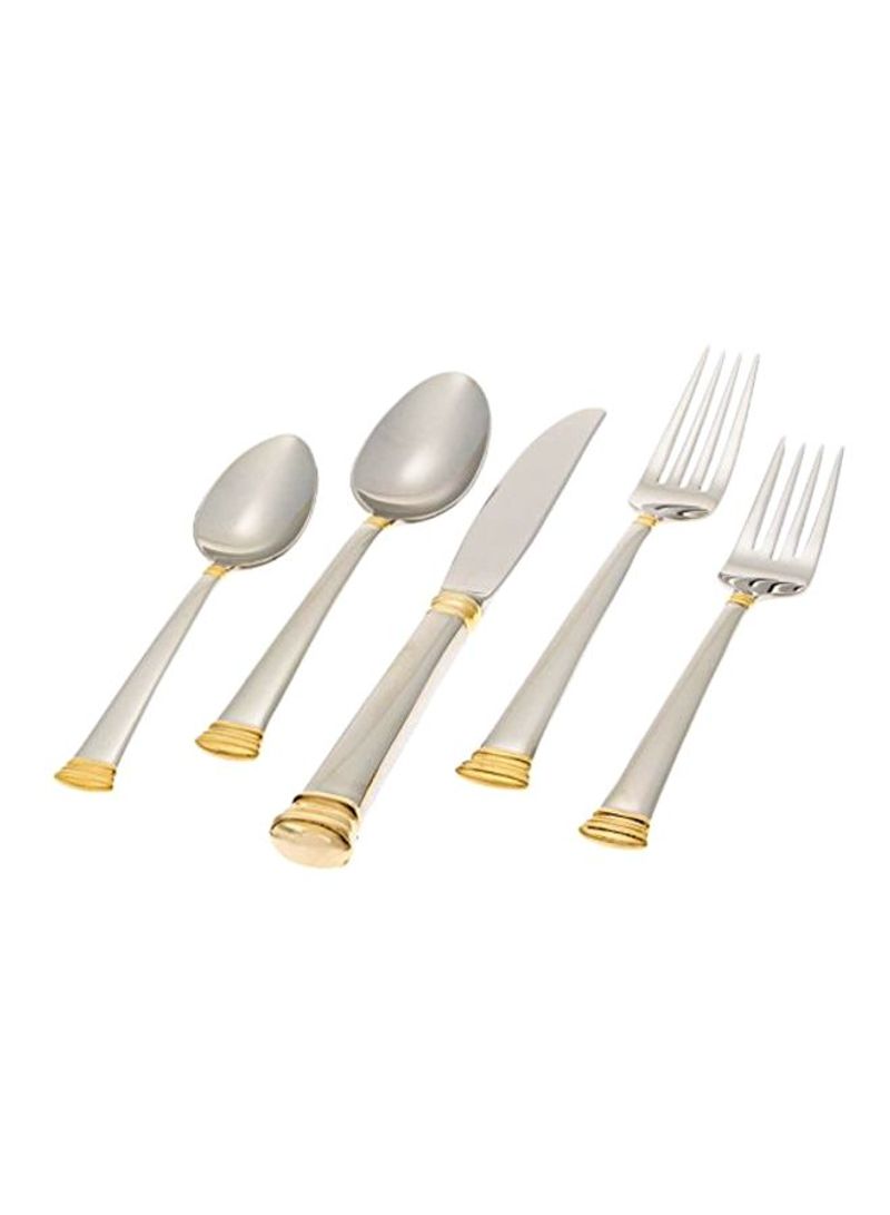 5-Piece Flatware Place Setting Set Silver/Gold 10.1x5.1x1.1inch