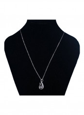 925 Sterling Silver Mermaid Tail Cubic Zirconia Studded Pendant Necklace