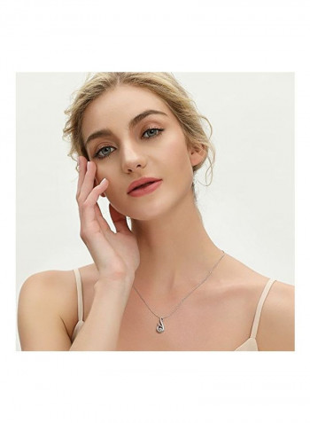925 Sterling Silver Mermaid Tail Cubic Zirconia Studded Pendant Necklace