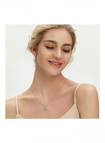 925 Sterling Silver Mermaid Tail Cubic Zirconia Studded Pendant Necklace