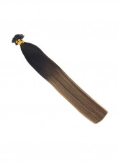 Straight U Nail Tip Fusion Human Hair Extension Brown/Black 22inch