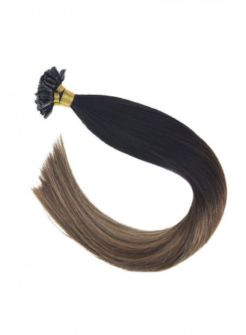 Straight U Nail Tip Fusion Human Hair Extension Brown/Black 22inch
