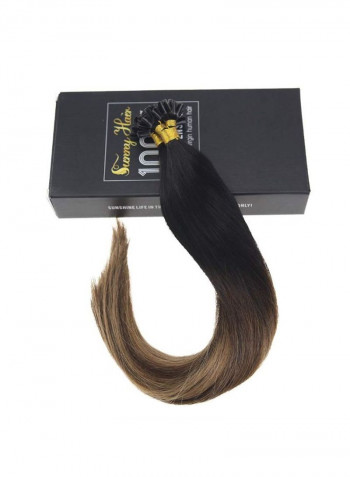 Straight U Nail Tip Fusion Human Hair Extension Brown/Black 22inch