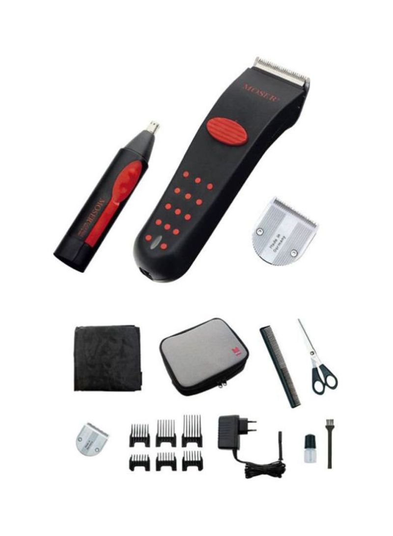 Professional Cordless Hair Trimmer Set Black/Silver/Red
