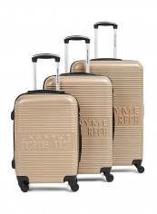 Textured Hardside 3 Piece Luggage Trolley Set Beige