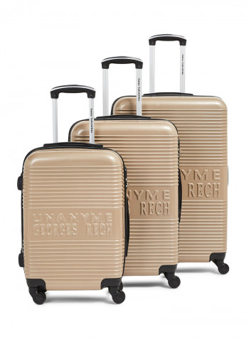 Textured Hardside 3 Piece Luggage Trolley Set Beige