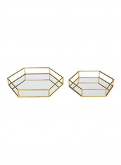 2-Piece Decorative Metal Tray Set Gold/Clear reviews 2-Piece Decorative Metal Tray Set Gold/Clear