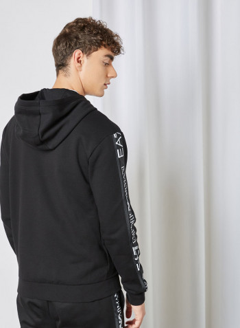 Logo Tape Zip-Through Hoodie Black