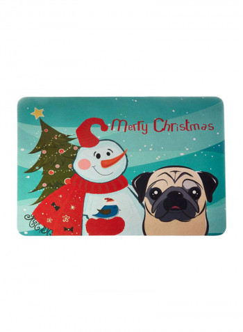 Snowman With Fawn Pug Kitchen/Bath Mat Multicolour 16 x 20inch