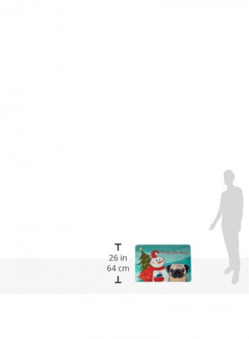 Snowman With Fawn Pug Kitchen/Bath Mat Multicolour 16 x 20inch