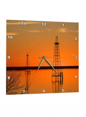 Oil Well Derricks Printed Wall Clock Orange 15 x 15inch