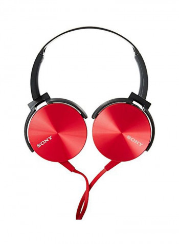 Wired Over-Ear Extra Bass Headphones Red