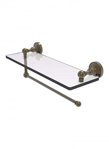 Dottingham Collection Towel Holder With Glass Shelf Brown/Clear 16inch