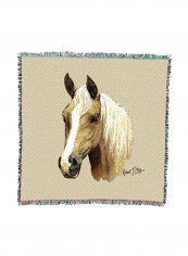 Horse Woven Throw Blanket Palomino 2 54x54inch