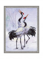 Cranes Counted Cross Stitch Kit Purple/White/Grey