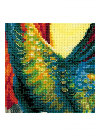 Forest Dragon Counted Cross Stitch Kit With Pre-Printed Background Green/Yellow/Blue