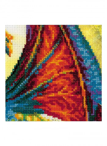 Forest Dragon Counted Cross Stitch Kit With Pre-Printed Background Green/Yellow/Blue