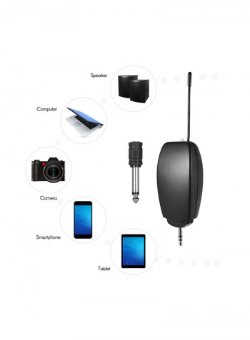 8-Piece Wireless UHF Microphone System Transmitter And Receiver Set I-05747-2 Black