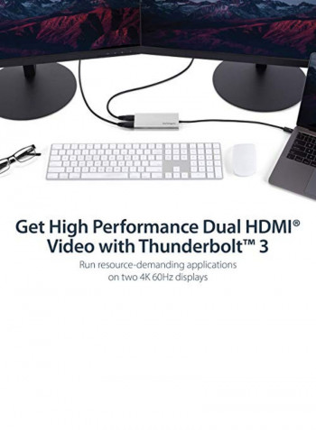 Thunderbolt 3 To Dual HDMI Port Adapter Silver/Black