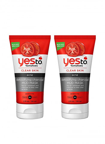 Pack Of 2 Tomatoes Detoxifying Charcoal Mud Mask 59ml