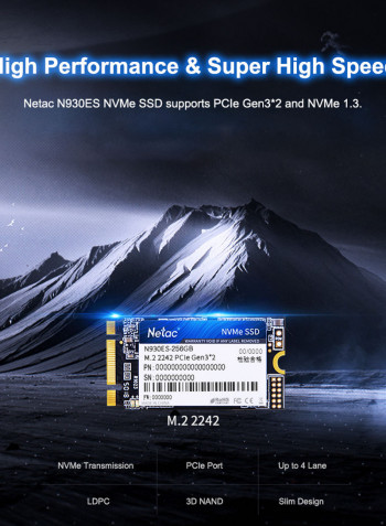 Netac N930ES NVMe M.2 2242 Gen3*2 PCIe 3D MLC/TLC NAND Flash Hard Drive 256GB Black