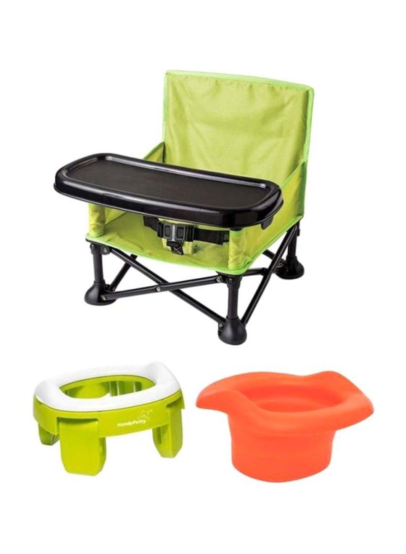 3-Piece Pop N Sit Portable Booster With Roxy Handy Potty And Liner Set - Green/Orange