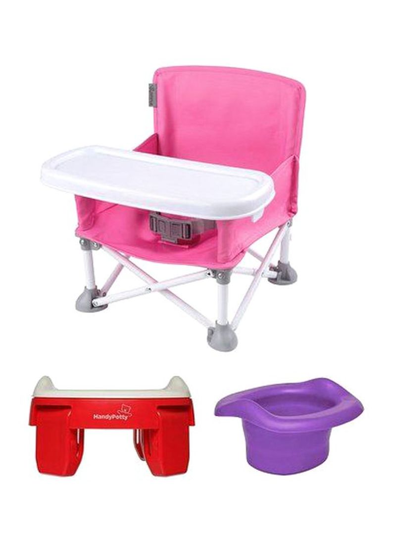 3-Piece Pop N Sit Portable Booster With Roxy Handy Potty And Liner Set - Pink/Red/Purple