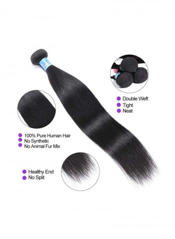3-Piece Straight Hair Extension Set Black