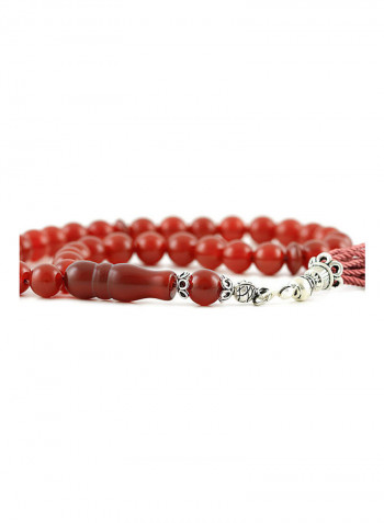 Agate (Carnelian) Prayer Beads With Sterling Silver Components