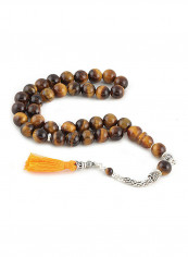 Tiger'S Eye Prayer Beads With Sterling Silver Components