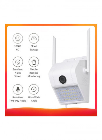 V380 1080P Multifunctional WIFI Wireless Surveillance Outdoor Wall Light Webcam Security Camera with PIR Motion Detection Sensor IP65 Water Resistance white 18.0x13.0x8.5cm