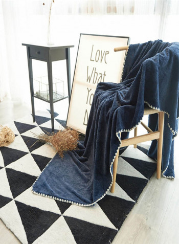 Embossing Simple Style Warm Bed Blanket Cotton Blue 200x230centimeter