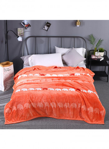 Flannel Blanket Elephant Pattern Thicken Simple Single Layer Bedding Cotton Orange 230x250centimeter