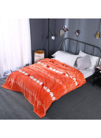 Flannel Blanket Elephant Pattern Thicken Simple Single Layer Bedding Cotton Orange 230x250centimeter