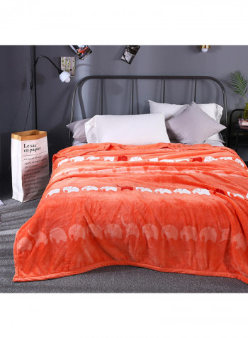 Flannel Blanket Elephant Pattern Thicken Simple Single Layer Bedding Cotton Orange 230x250centimeter