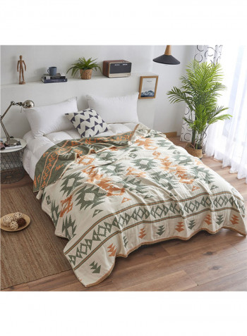 Jacquard Comfy Bed Blanket Cotton Green 150x200centimeter