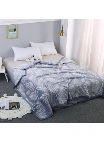 Plant Pattern Flannel Blanket Cotton Grey 230x250centimeter