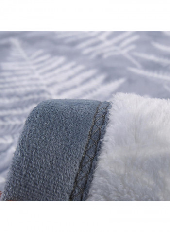 Plant Pattern Flannel Blanket Cotton Grey 230x250centimeter