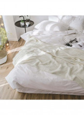 Solid Color Knitted Throw Blanket Cotton Beige 130x170centimeter