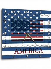 American Flag Stamp USA Patriotic Wall Clock Multicolour 15x15inch